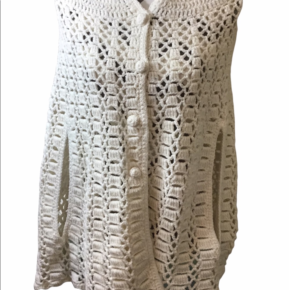 HANDMADE women's poncho cream FITS SIZE S/M